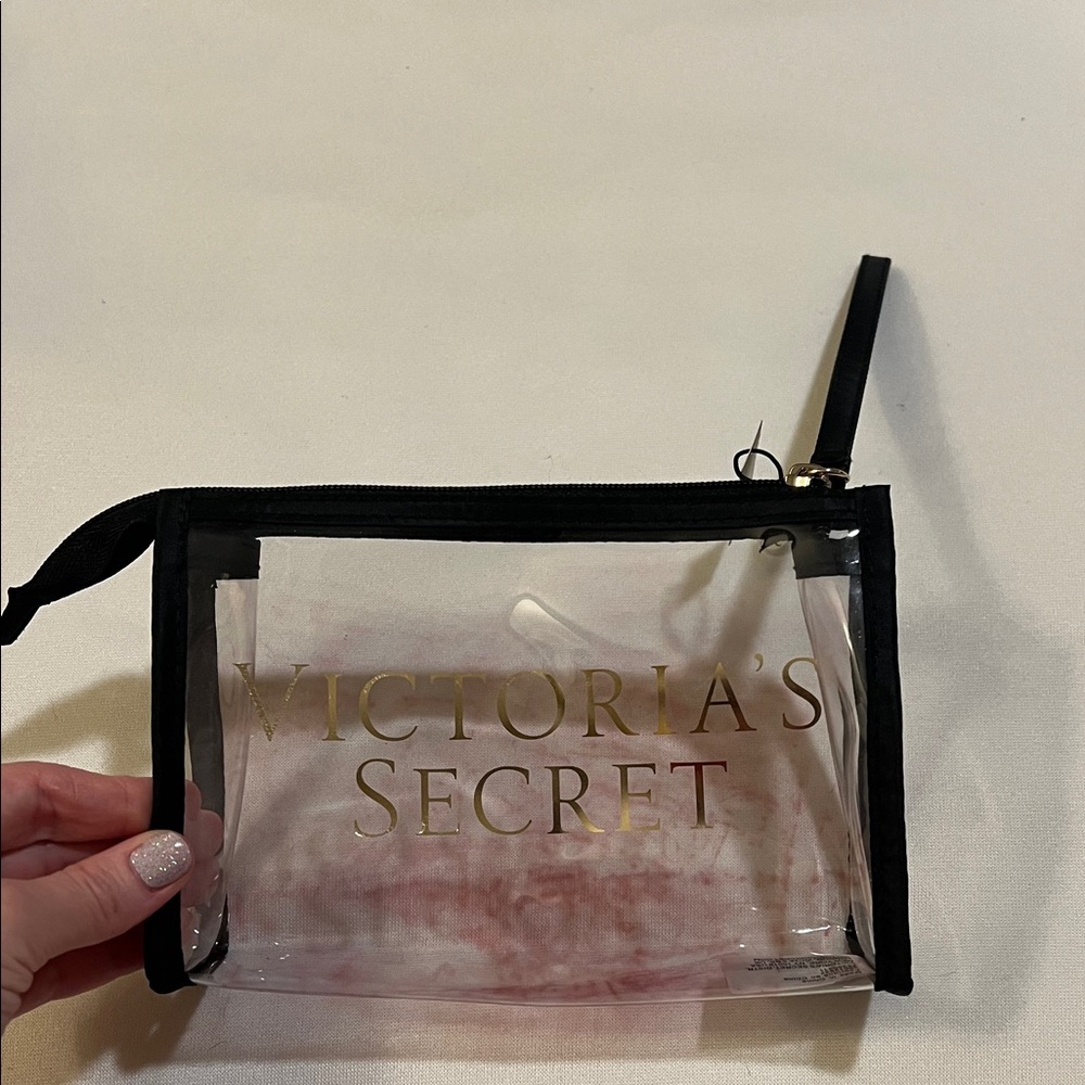 Victoria's Secret Black and Gold Transparent Cosmetic Bag